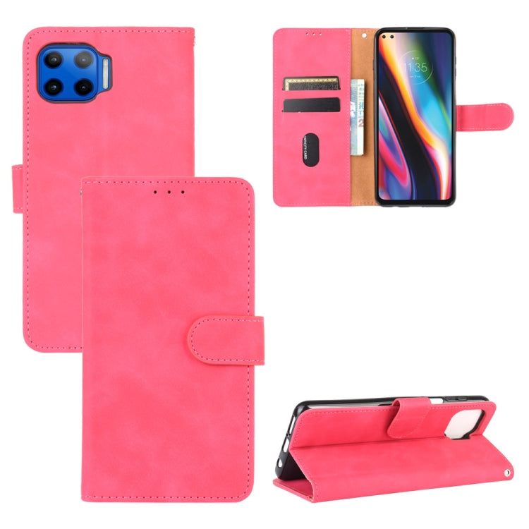 For Motorola One 5G / Moto G 5G Plus Solid Color Skin Feel Magnetic Buckle Horizontal Flip Calf Texture PU Leather Case with Holder & Card Slots & Wallet