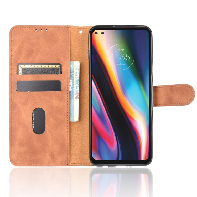 For Motorola One 5G / Moto G 5G Plus Solid Color Skin Feel Magnetic Buckle Horizontal Flip Calf Texture PU Leather Case with Holder & Card Slots & Wallet