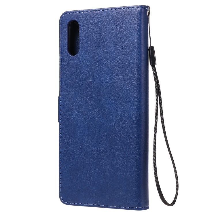 For Xiaomi Redmi 9A Solid Color Horizontal Flip Protective Leather Case with Holder & Card Slots & Wallet & Photo Frame & Lanyard