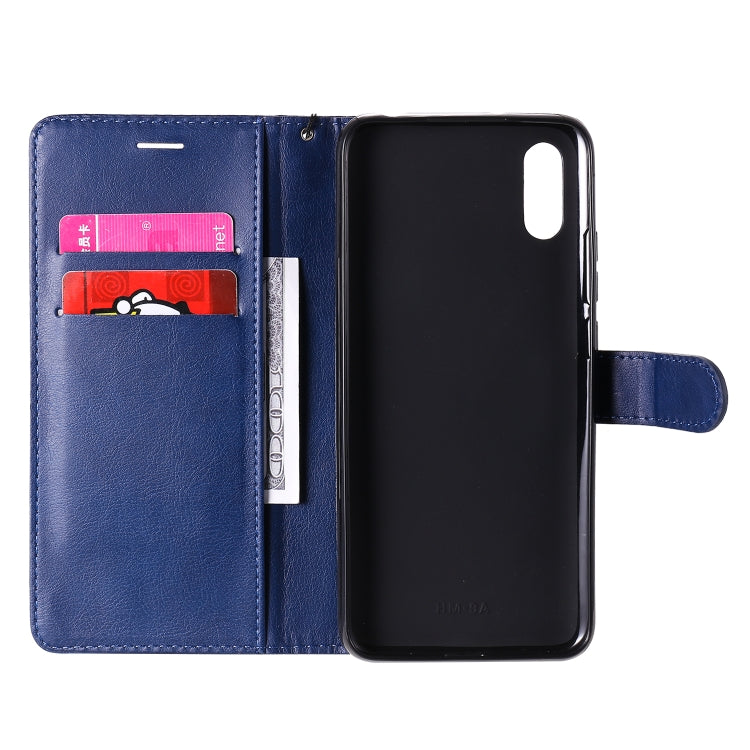 For Xiaomi Redmi 9A Solid Color Horizontal Flip Protective Leather Case with Holder & Card Slots & Wallet & Photo Frame & Lanyard