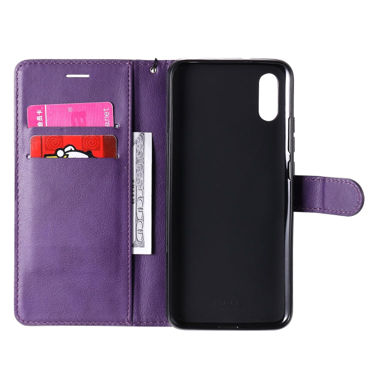 For Xiaomi Redmi 9A Solid Color Horizontal Flip Protective Leather Case with Holder & Card Slots & Wallet & Photo Frame & Lanyard