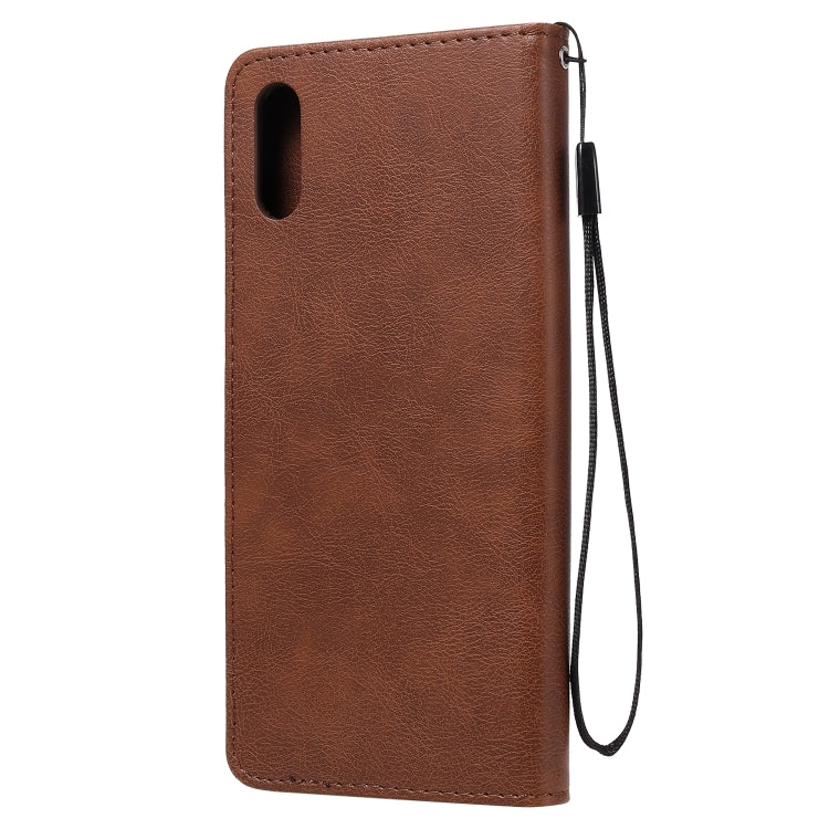 For Xiaomi Redmi 9A Solid Color Horizontal Flip Protective Leather Case with Holder & Card Slots & Wallet & Photo Frame & Lanyard