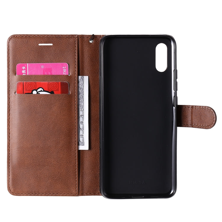 For Xiaomi Redmi 9A Solid Color Horizontal Flip Protective Leather Case with Holder & Card Slots & Wallet & Photo Frame & Lanyard