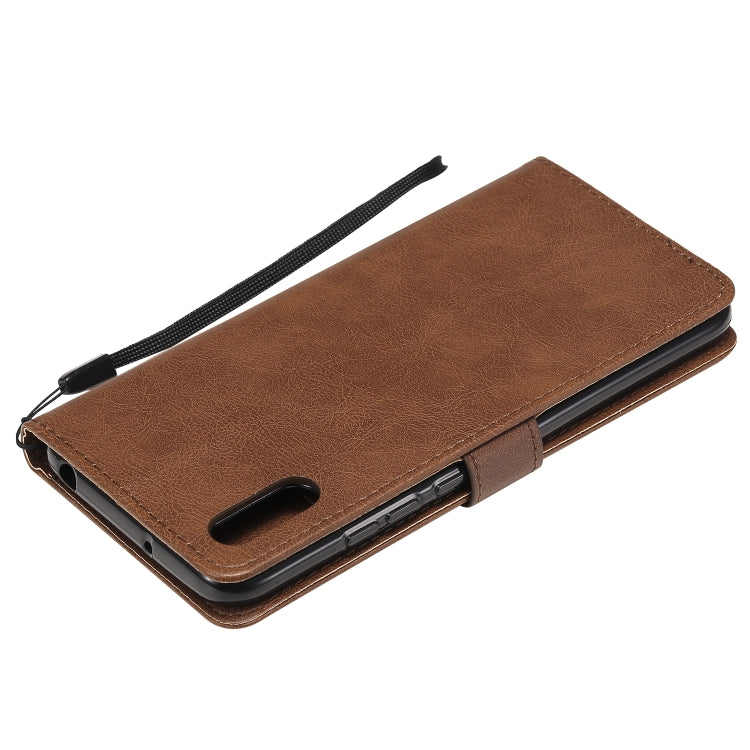 For Xiaomi Redmi 9A Solid Color Horizontal Flip Protective Leather Case with Holder & Card Slots & Wallet & Photo Frame & Lanyard