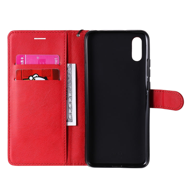 For Xiaomi Redmi 9A Solid Color Horizontal Flip Protective Leather Case with Holder & Card Slots & Wallet & Photo Frame & Lanyard