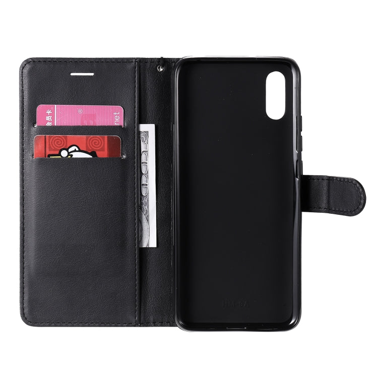 For Xiaomi Redmi 9A Solid Color Horizontal Flip Protective Leather Case with Holder & Card Slots & Wallet & Photo Frame & Lanyard