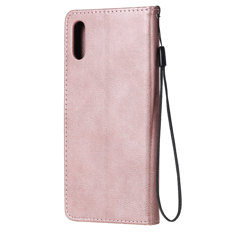 For Xiaomi Redmi 9A Solid Color Horizontal Flip Protective Leather Case with Holder & Card Slots & Wallet & Photo Frame & Lanyard