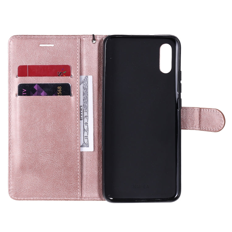 For Xiaomi Redmi 9A Solid Color Horizontal Flip Protective Leather Case with Holder & Card Slots & Wallet & Photo Frame & Lanyard