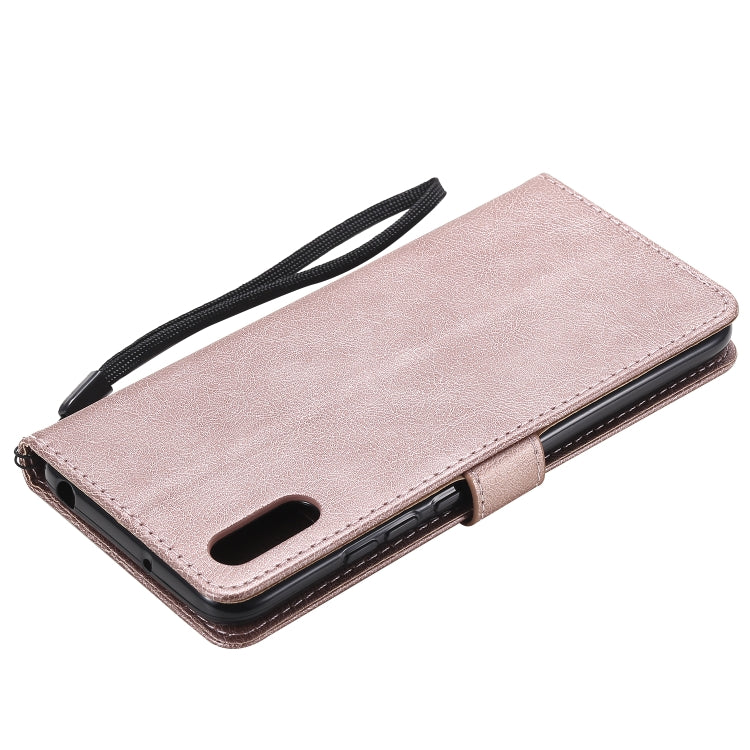 For Xiaomi Redmi 9A Solid Color Horizontal Flip Protective Leather Case with Holder & Card Slots & Wallet & Photo Frame & Lanyard