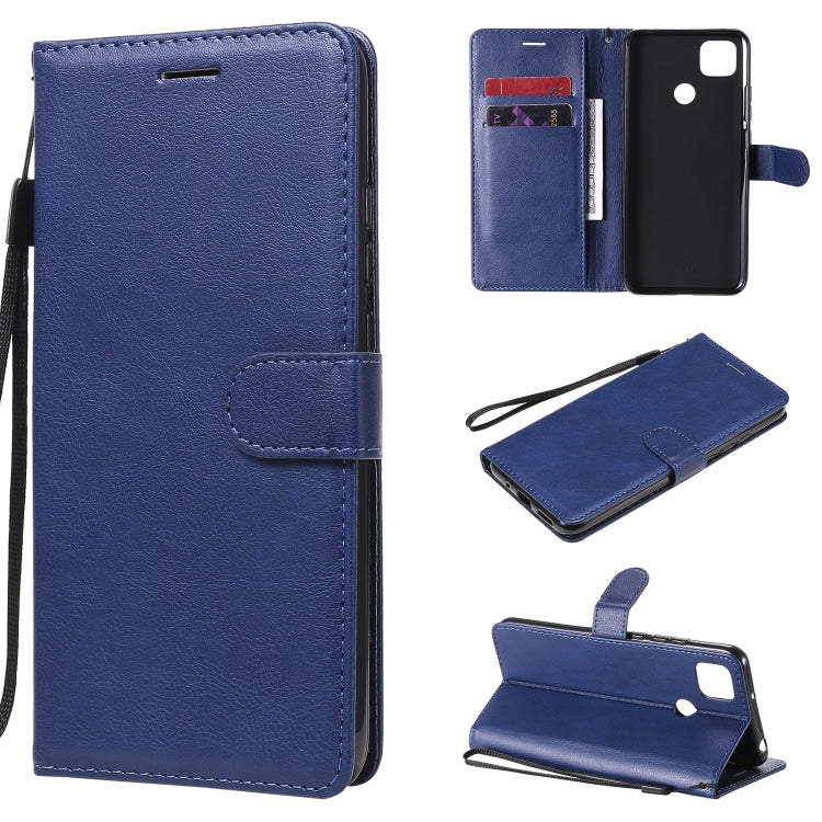 For Xiaomi Redmi 9C Solid Color Horizontal Flip Protective Leather Case with Holder & Card Slots & Wallet & Photo Frame & Lanyard