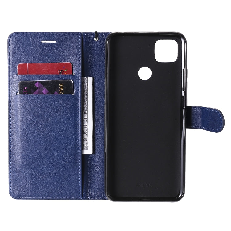 For Xiaomi Redmi 9C Solid Color Horizontal Flip Protective Leather Case with Holder & Card Slots & Wallet & Photo Frame & Lanyard