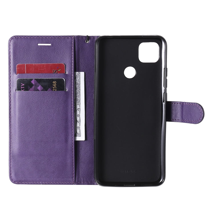 For Xiaomi Redmi 9C Solid Color Horizontal Flip Protective Leather Case with Holder & Card Slots & Wallet & Photo Frame & Lanyard