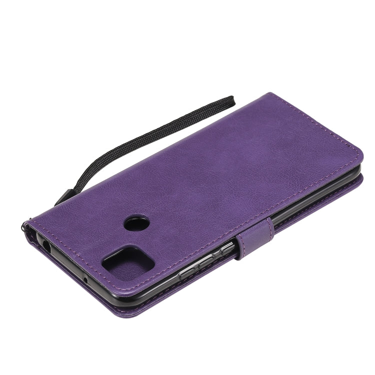 For Xiaomi Redmi 9C Solid Color Horizontal Flip Protective Leather Case with Holder & Card Slots & Wallet & Photo Frame & Lanyard