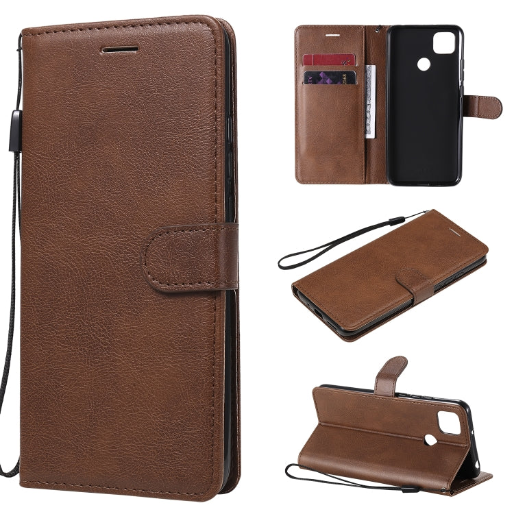 For Xiaomi Redmi 9C Solid Color Horizontal Flip Protective Leather Case with Holder & Card Slots & Wallet & Photo Frame & Lanyard