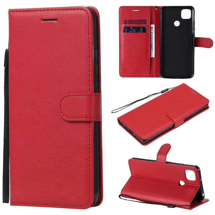 For Xiaomi Redmi 9C Solid Color Horizontal Flip Protective Leather Case with Holder & Card Slots & Wallet & Photo Frame & Lanyard