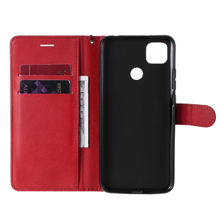 For Xiaomi Redmi 9C Solid Color Horizontal Flip Protective Leather Case with Holder & Card Slots & Wallet & Photo Frame & Lanyard