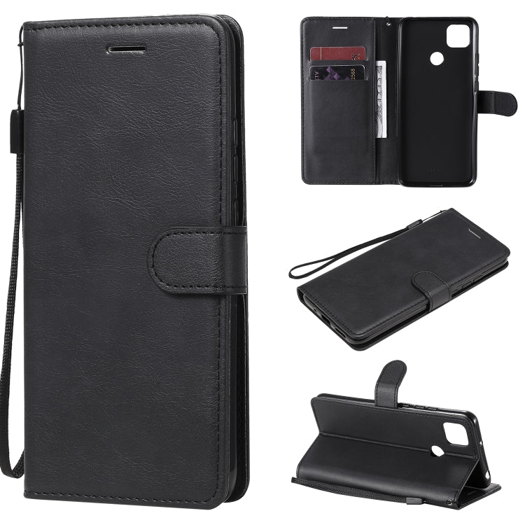 For Xiaomi Redmi 9C Solid Color Horizontal Flip Protective Leather Case with Holder & Card Slots & Wallet & Photo Frame & Lanyard