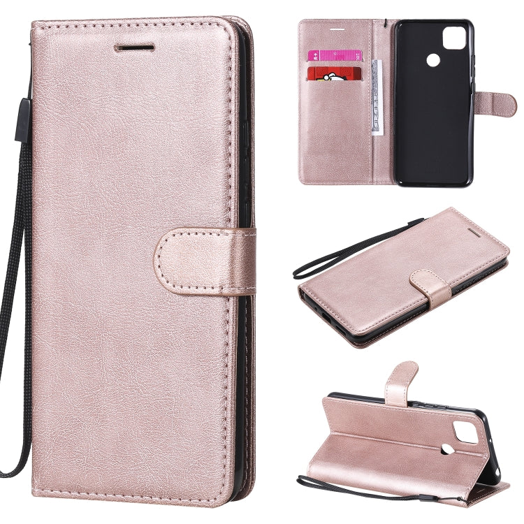 For Xiaomi Redmi 9C Solid Color Horizontal Flip Protective Leather Case with Holder & Card Slots & Wallet & Photo Frame & Lanyard