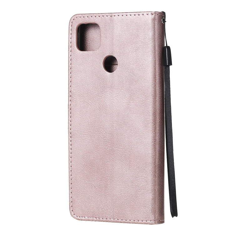 For Xiaomi Redmi 9C Solid Color Horizontal Flip Protective Leather Case with Holder & Card Slots & Wallet & Photo Frame & Lanyard