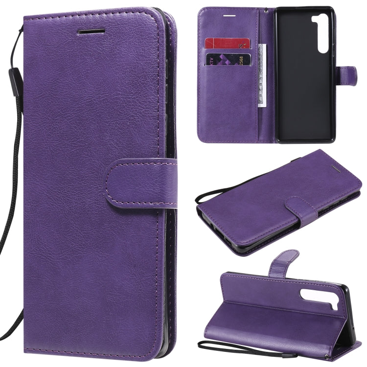 For Motorola Moto Edge Solid Color Horizontal Flip Protective Leather Case with Holder & Card Slots & Wallet & Photo Frame & Lanyard
