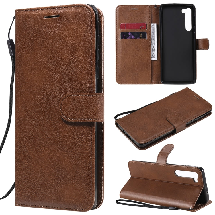 For Motorola Moto Edge Solid Color Horizontal Flip Protective Leather Case with Holder & Card Slots & Wallet & Photo Frame & Lanyard