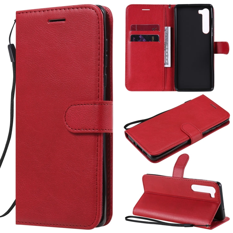 For Motorola Moto Edge Solid Color Horizontal Flip Protective Leather Case with Holder & Card Slots & Wallet & Photo Frame & Lanyard