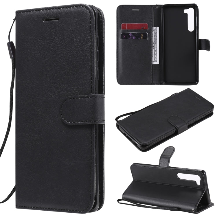 For Motorola Moto Edge Solid Color Horizontal Flip Protective Leather Case with Holder & Card Slots & Wallet & Photo Frame & Lanyard