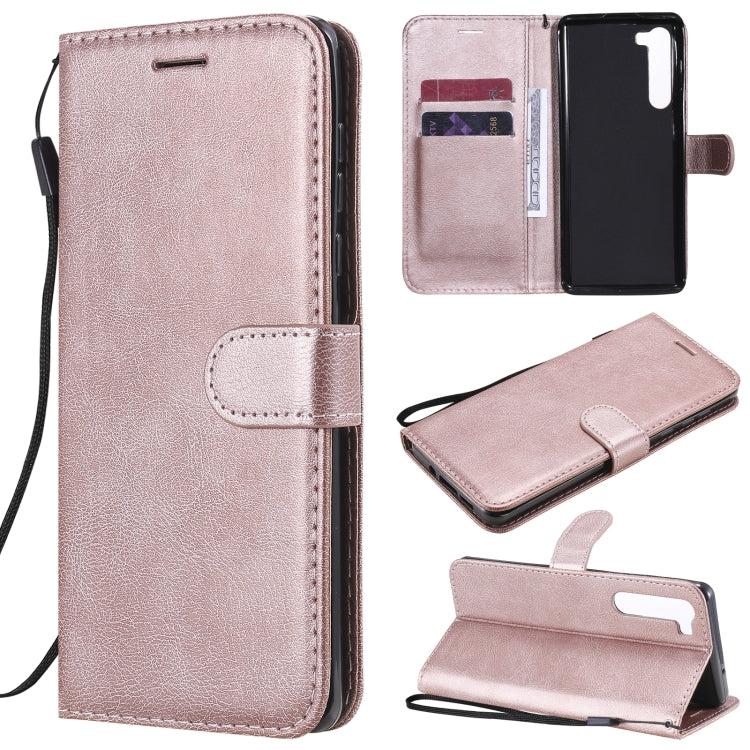 For Motorola Moto Edge Solid Color Horizontal Flip Protective Leather Case with Holder & Card Slots & Wallet & Photo Frame & Lanyard