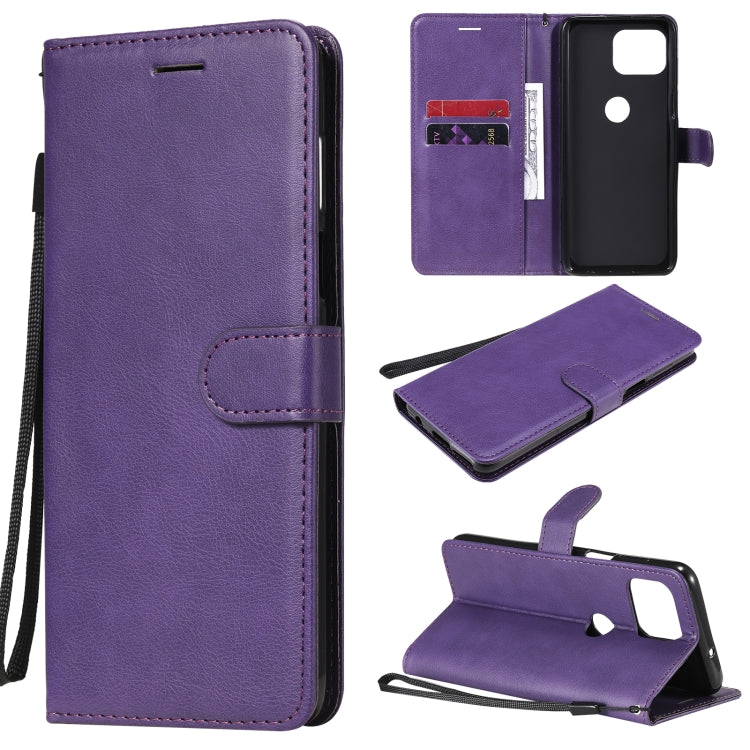 For Motorola Moto G 5G Plus Solid Color Horizontal Flip Protective Leather Case with Holder & Card Slots & Wallet & Photo Frame & Lanyard