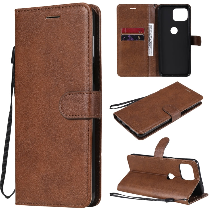 For Motorola Moto G 5G Plus Solid Color Horizontal Flip Protective Leather Case with Holder & Card Slots & Wallet & Photo Frame & Lanyard