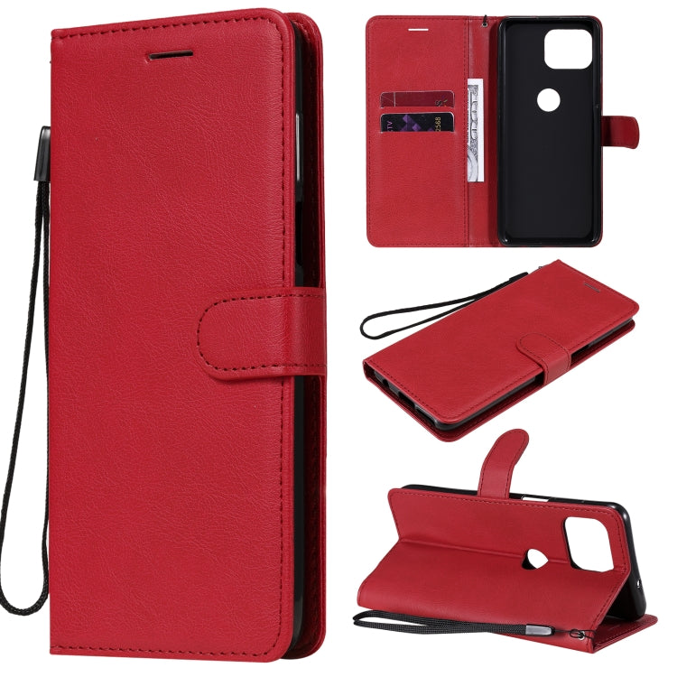 For Motorola Moto G 5G Plus Solid Color Horizontal Flip Protective Leather Case with Holder & Card Slots & Wallet & Photo Frame & Lanyard