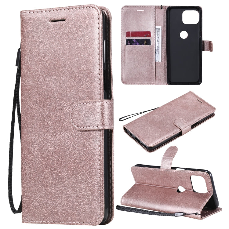 For Motorola Moto G 5G Plus Solid Color Horizontal Flip Protective Leather Case with Holder & Card Slots & Wallet & Photo Frame & Lanyard
