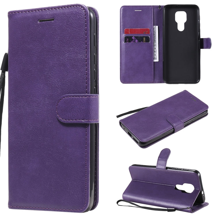 For Motorola Moto G9 Play Solid Color Horizontal Flip Protective Leather Case with Holder & Card Slots & Wallet & Photo Frame & Lanyard