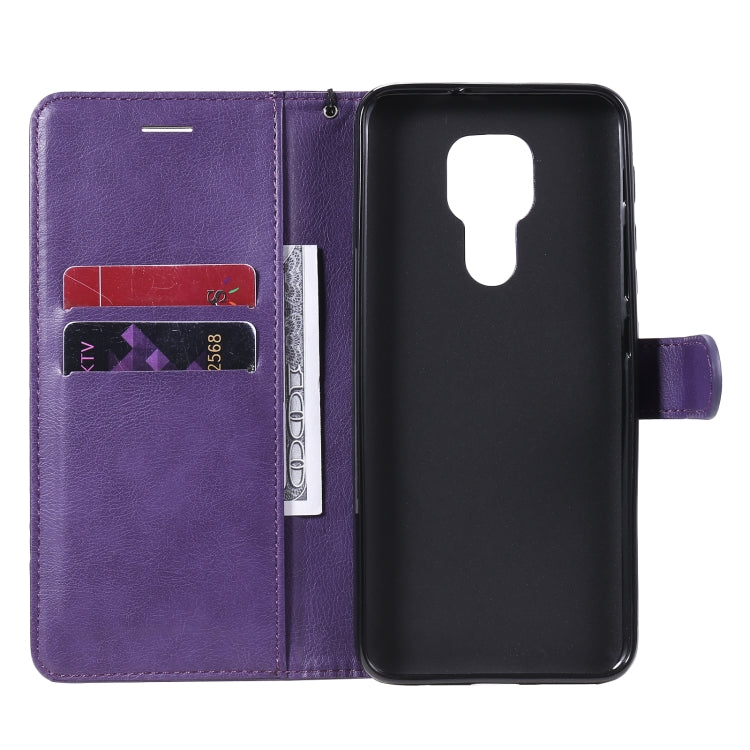 For Motorola Moto G9 Play Solid Color Horizontal Flip Protective Leather Case with Holder & Card Slots & Wallet & Photo Frame & Lanyard