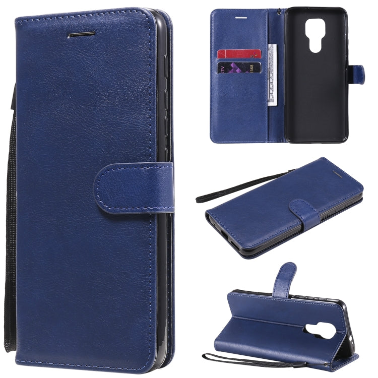 For Motorola Moto G9 Play Solid Color Horizontal Flip Protective Leather Case with Holder & Card Slots & Wallet & Photo Frame & Lanyard