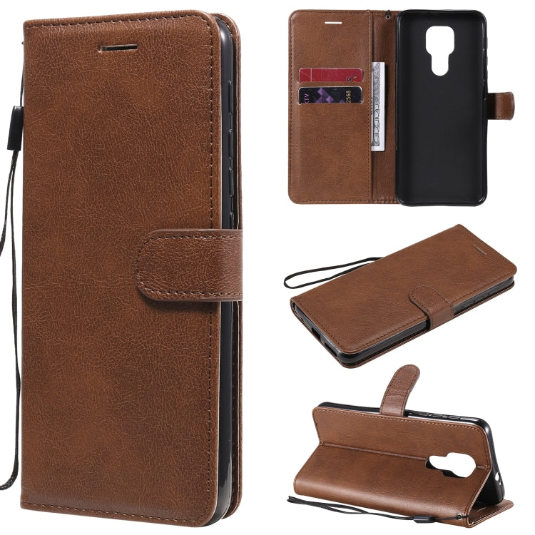 For Motorola Moto G9 Play Solid Color Horizontal Flip Protective Leather Case with Holder & Card Slots & Wallet & Photo Frame & Lanyard