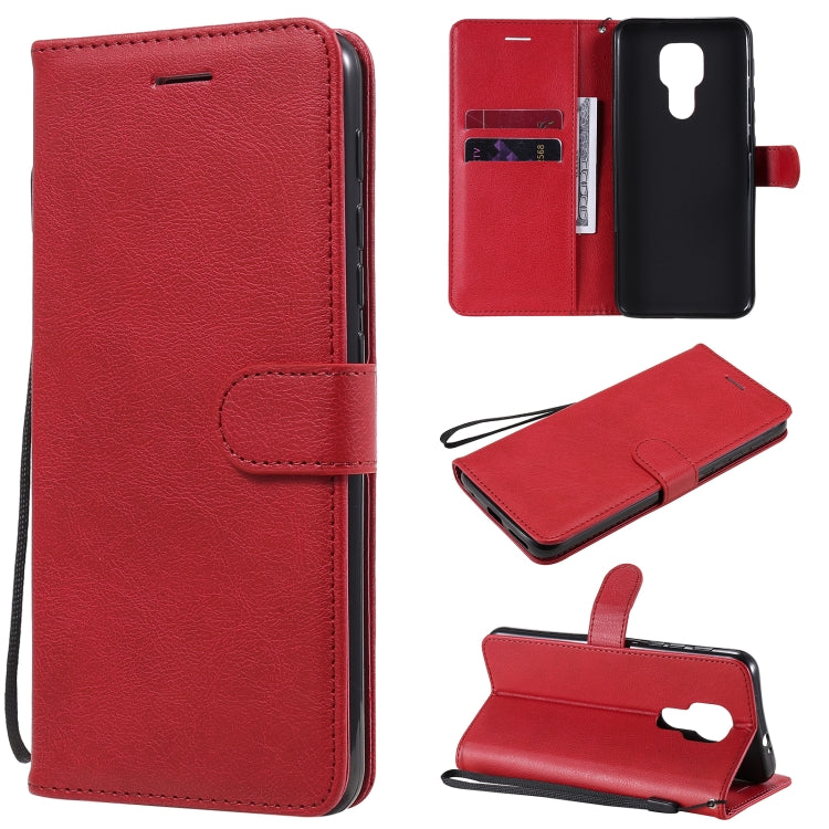 For Motorola Moto G9 Play Solid Color Horizontal Flip Protective Leather Case with Holder & Card Slots & Wallet & Photo Frame & Lanyard