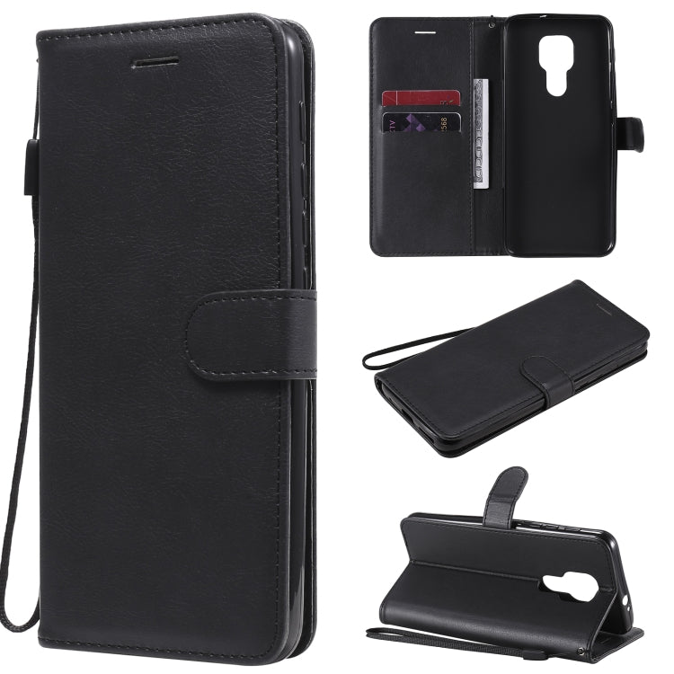 For Motorola Moto G9 Play Solid Color Horizontal Flip Protective Leather Case with Holder & Card Slots & Wallet & Photo Frame & Lanyard