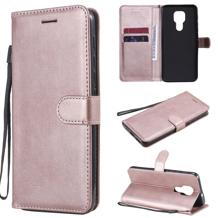 For Motorola Moto G9 Play Solid Color Horizontal Flip Protective Leather Case with Holder & Card Slots & Wallet & Photo Frame & Lanyard