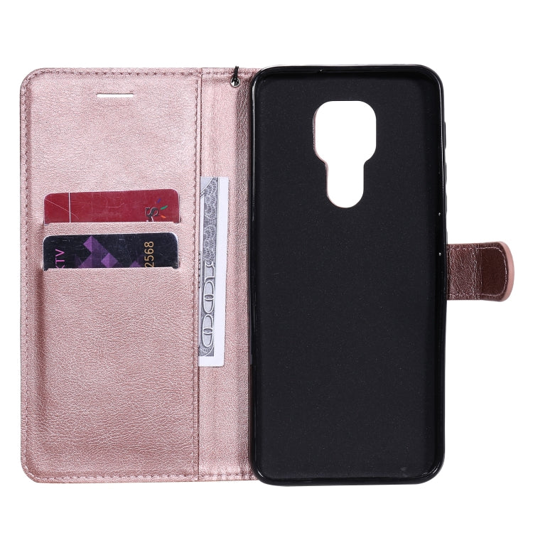 For Motorola Moto G9 Play Solid Color Horizontal Flip Protective Leather Case with Holder & Card Slots & Wallet & Photo Frame & Lanyard