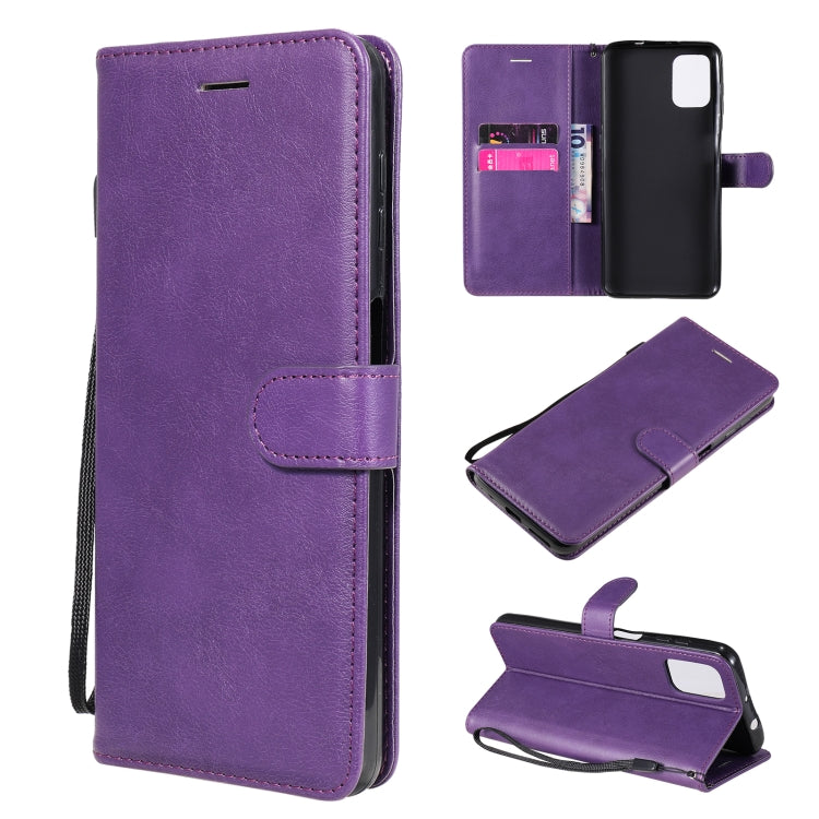 For Motorola Moto G9 Plus Solid Color Horizontal Flip Protective Leather Case with Holder & Card Slots & Wallet & Photo Frame & Lanyard