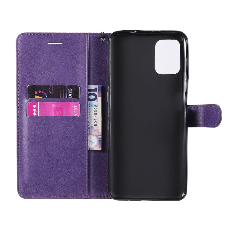 For Motorola Moto G9 Plus Solid Color Horizontal Flip Protective Leather Case with Holder & Card Slots & Wallet & Photo Frame & Lanyard