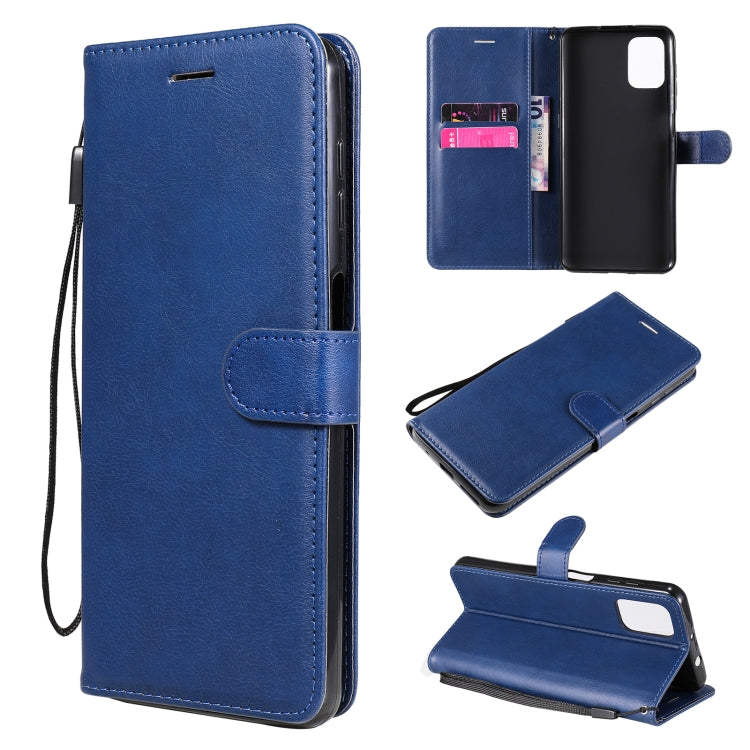 For Motorola Moto G9 Plus Solid Color Horizontal Flip Protective Leather Case with Holder & Card Slots & Wallet & Photo Frame & Lanyard