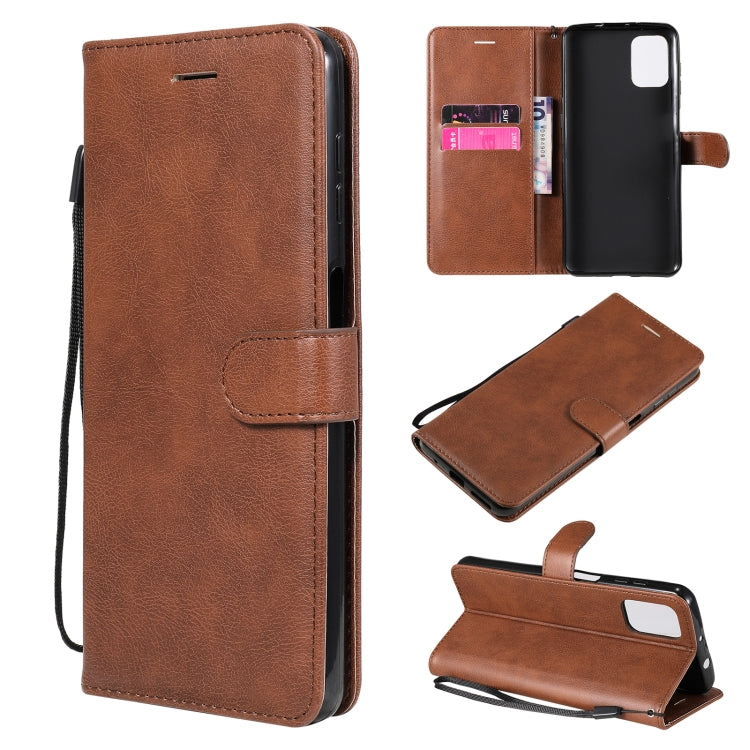 For Motorola Moto G9 Plus Solid Color Horizontal Flip Protective Leather Case with Holder & Card Slots & Wallet & Photo Frame & Lanyard