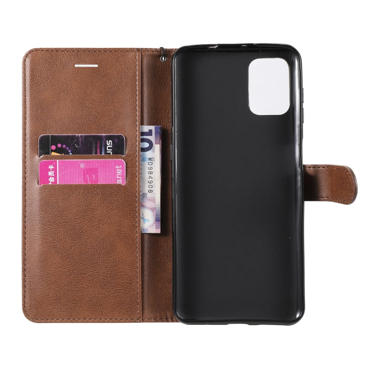 For Motorola Moto G9 Plus Solid Color Horizontal Flip Protective Leather Case with Holder & Card Slots & Wallet & Photo Frame & Lanyard