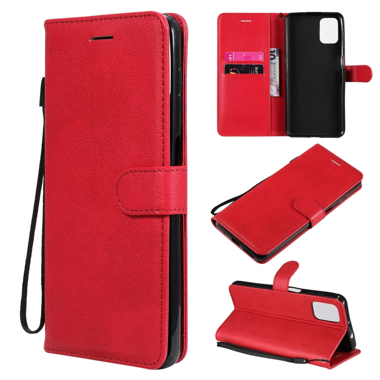 For Motorola Moto G9 Plus Solid Color Horizontal Flip Protective Leather Case with Holder & Card Slots & Wallet & Photo Frame & Lanyard