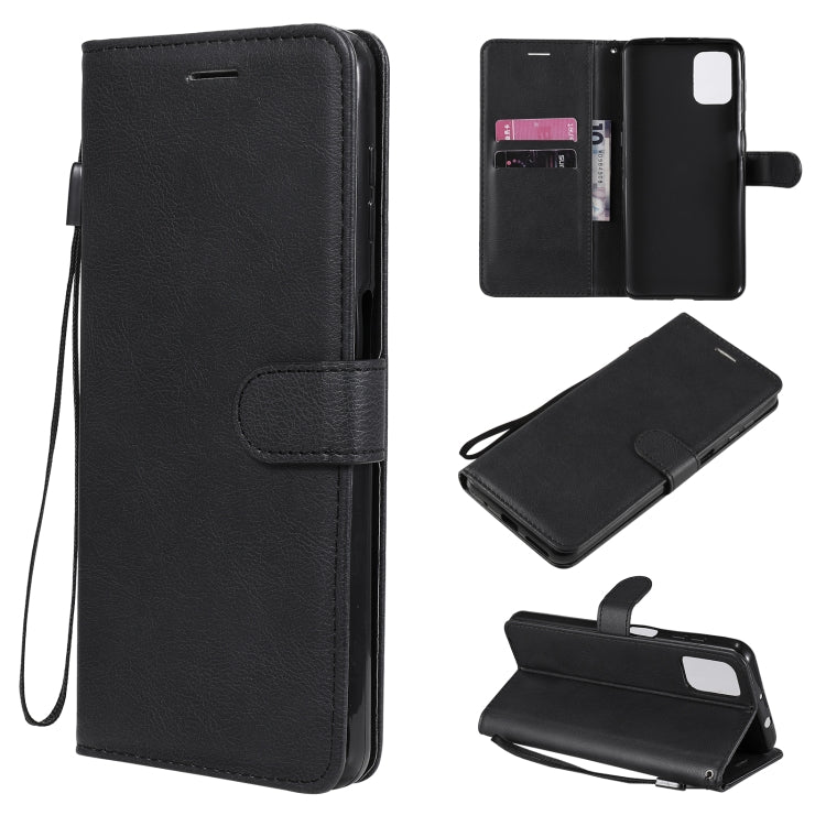 For Motorola Moto G9 Plus Solid Color Horizontal Flip Protective Leather Case with Holder & Card Slots & Wallet & Photo Frame & Lanyard