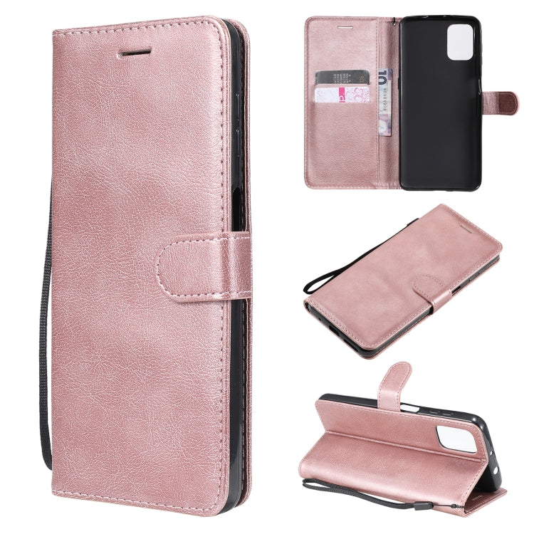 For Motorola Moto G9 Plus Solid Color Horizontal Flip Protective Leather Case with Holder & Card Slots & Wallet & Photo Frame & Lanyard