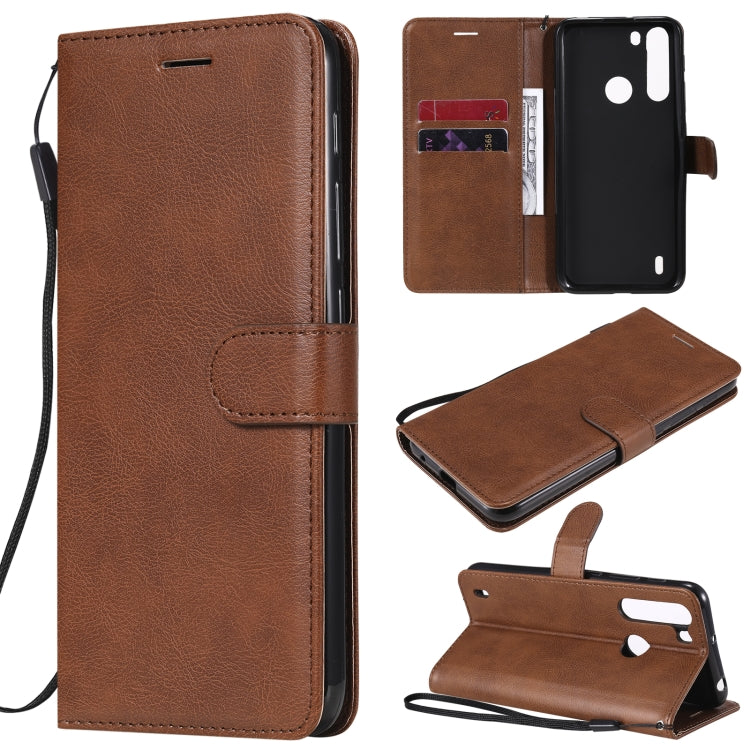 For Motorola Moto One Fuson Solid Color Horizontal Flip Protective Leather Case with Holder & Card Slots & Wallet & Photo Frame & Lanyard