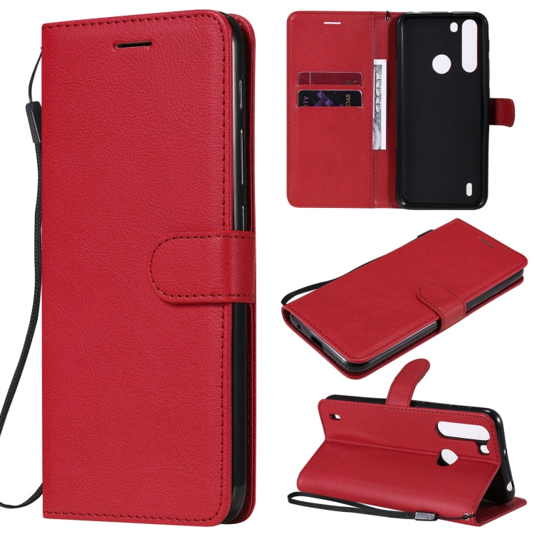 For Motorola Moto One Fuson Solid Color Horizontal Flip Protective Leather Case with Holder & Card Slots & Wallet & Photo Frame & Lanyard